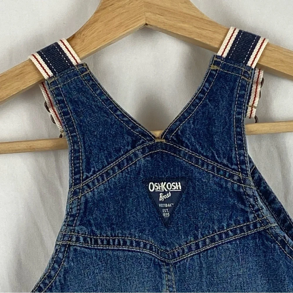 OshKosh B'gosh Blue Denim Overalls Shorts Adjustable Shoulder Straps 9 Months